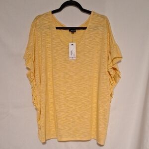 a.n.a Yellow Short Sleeve Ruffle Top